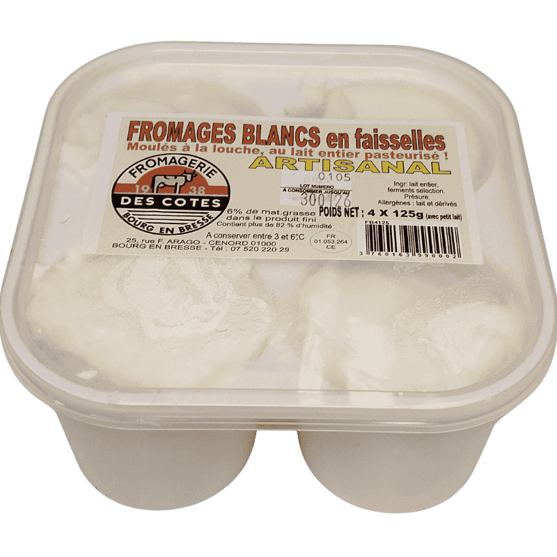 Fromages blancs fermiers x4 au lait de vache