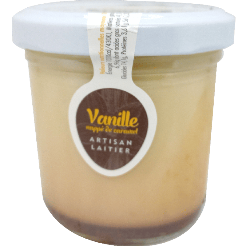 Organic vanilla custard with caramel coating